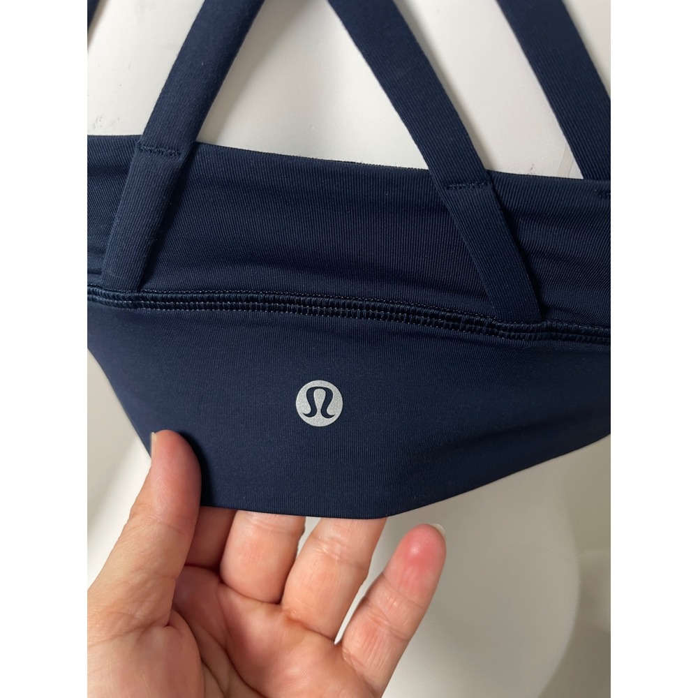 Lululemon Free To Be Serene Bra High Neck Navy Blue Strappy Back Size 8 - Picture 9 of 9
